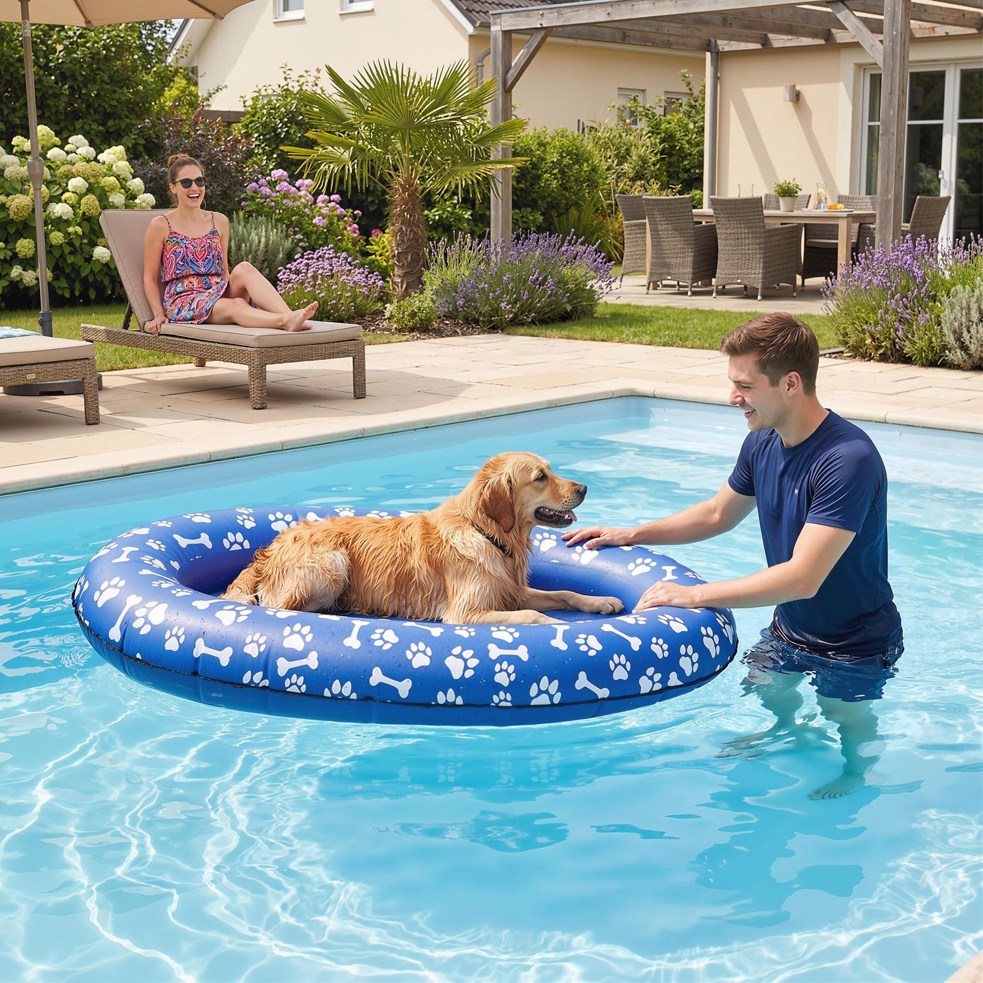 PawHut Canot gonflable pour chien 40kg 155x104x25cm Bleu