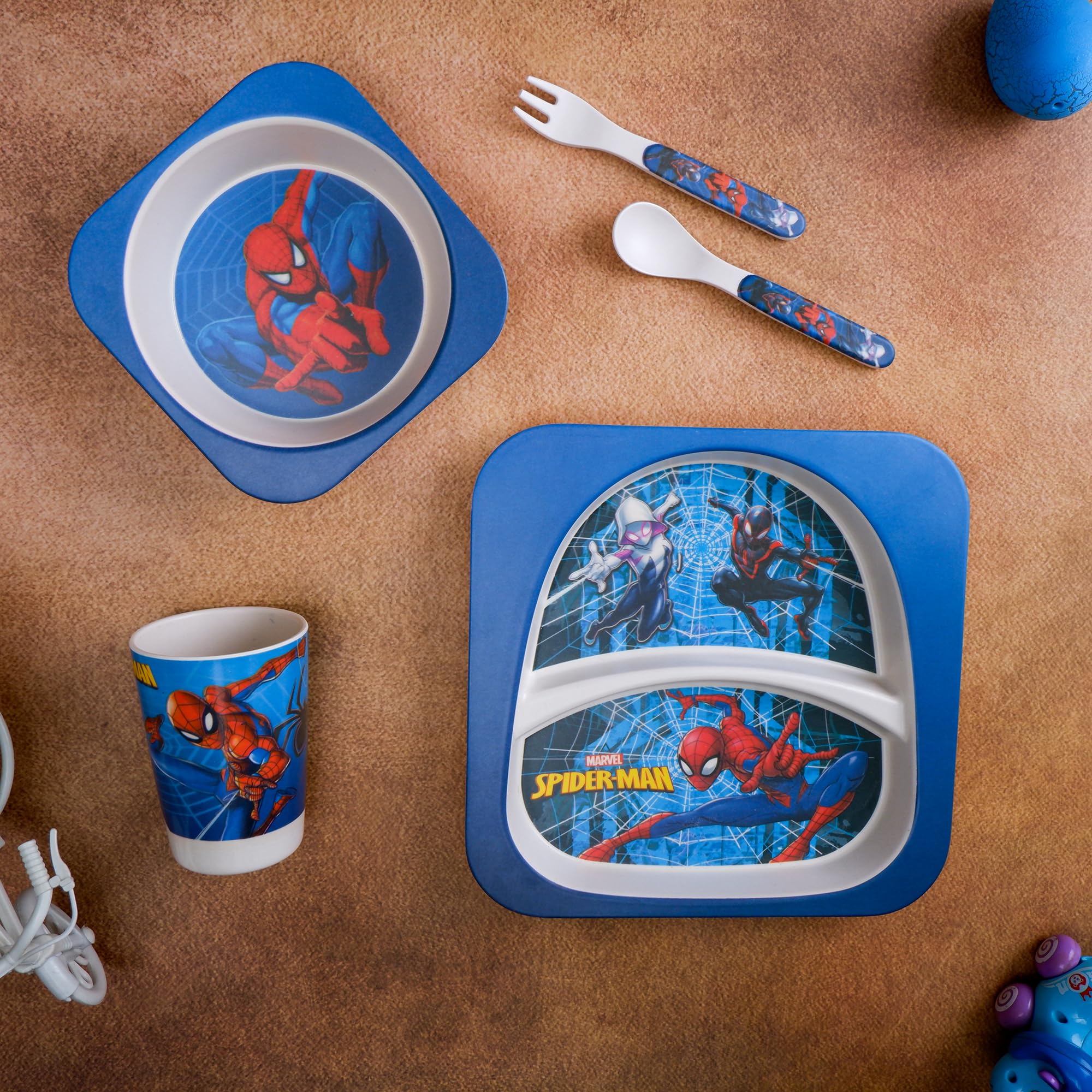 The Bamboo Co ™ Kids/Baby Feeding/Dinner Set of 5 |Made of Bamboo| Affordable Kids Crockery Set Tableware |Baby Utensils and Dishes Set | Eco-Friendly |Organic & Natural (Sassy Spiderman) (B0CVF56ZBW) Amazon Price History, Amazon Price Tracker