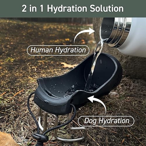 Miniatura 4 de La correa portátil para botella de agua para perros se transforma en un tazón de viaje para perros, compatible con botellas de boca ancha de 32
