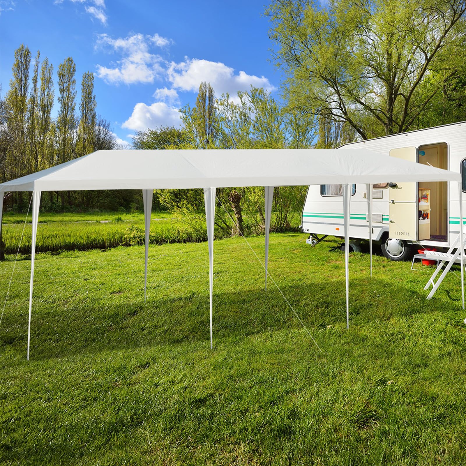 COSTWAY Gazebo da Giardino 3 x 9 m, Tendone per Feste con Struttura in Metallo, Impermeabile e Protezione UV, per Feste, Barbecue, Giardino e Spiaggia (3 x 9 m)