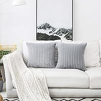 Vista 485 de UGASA - Juego de 2 fundas de almohada de terciopelo a rayas, funda decorativa para cojín con cremallera oculta para el hogar, sofá, dormitorio