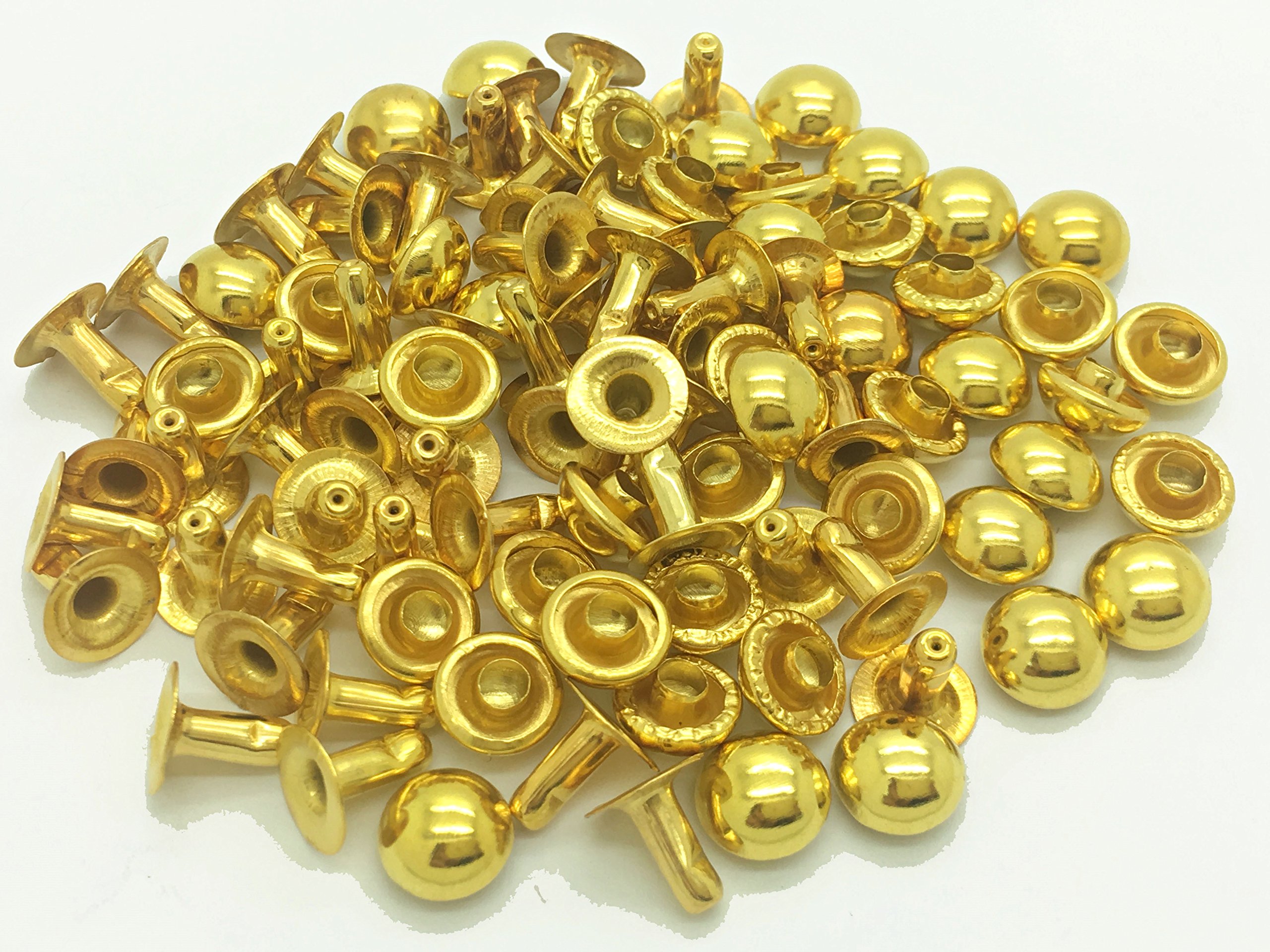 100pcs 10mm Single Cap Gold Dome Rivets Studs Nailhead Rock Biker RV1310