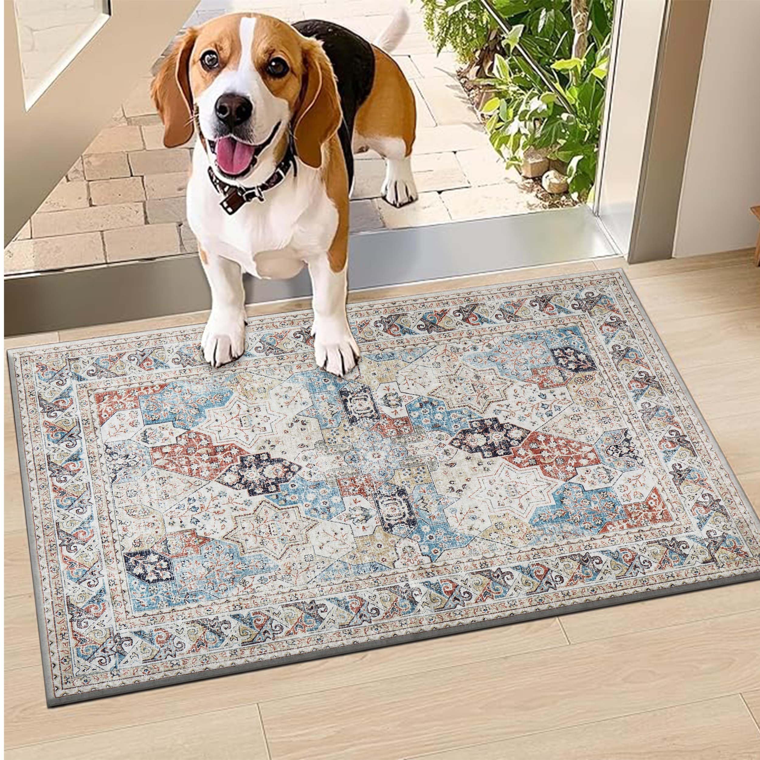 Hafaa Door Mat 40 x 60 cm – Coastal Machine Washable Mat Super Soft Non Slip Doormat Indoor Outdoor Water Absorbent Floor Mats Heavy Duty Entrance Rug