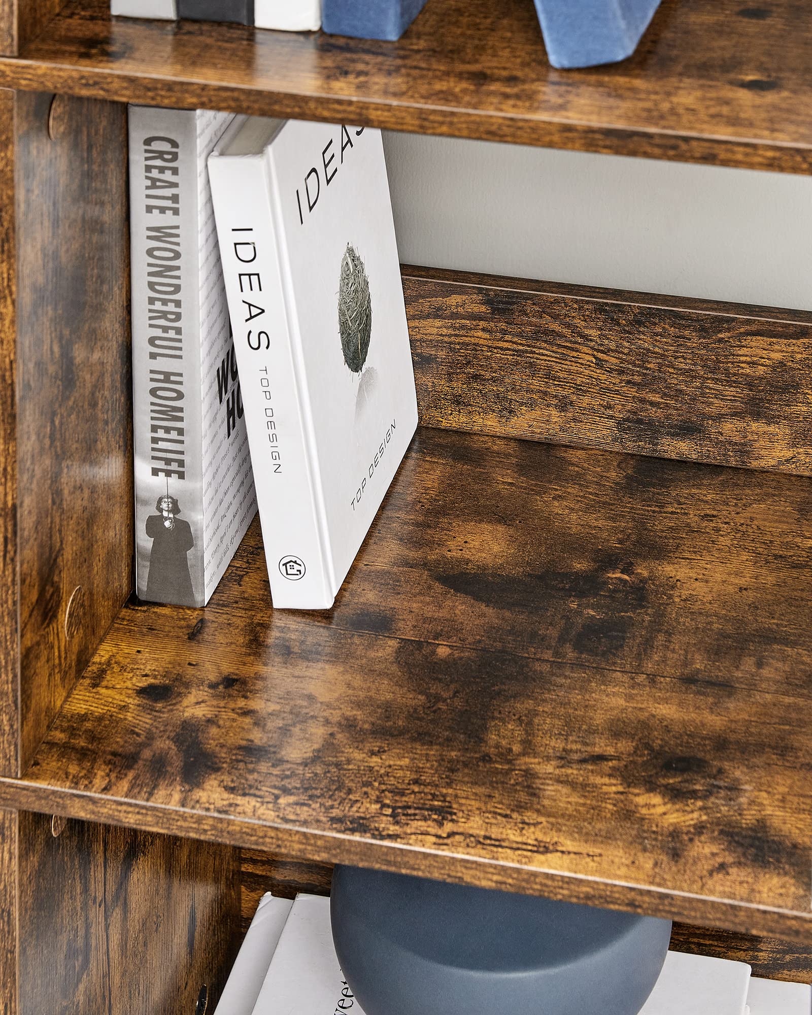 VASAGLE Estantería de Almacenamiento de 3 Niveles, Librería, Estantería Independiente con 9 Compartimiento, Salón, Estudio, Cocina, 30 x 100 x 103,1 cm, Marrón Rústico y Negro LLS112B01