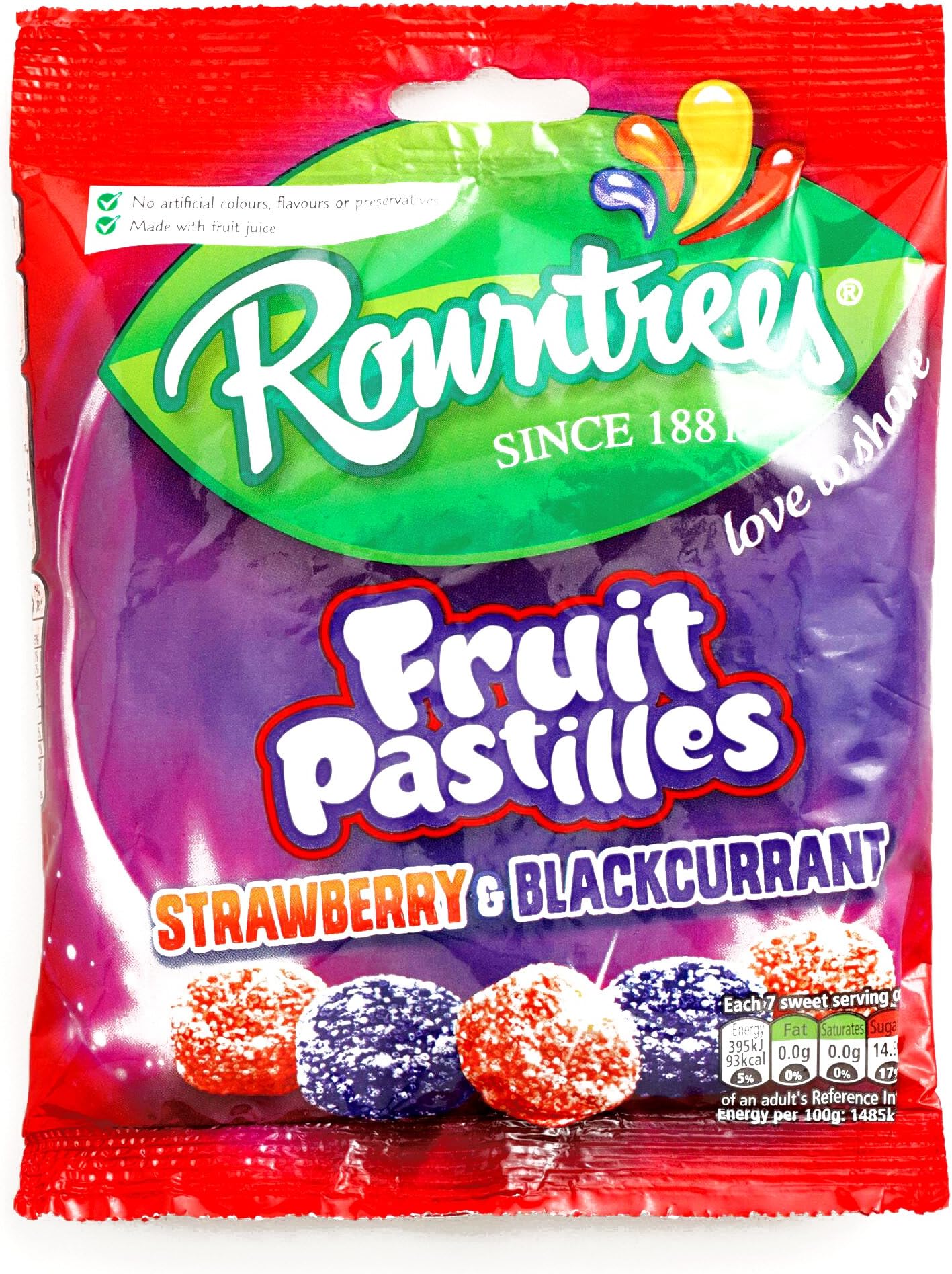 Rowntree Black Currant and Strawberry Fruit Pastilles 4.4 oz each (1 Item Per Order)