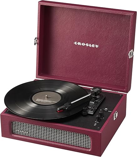 Miniatura 15 de Crosley CR8017B-BU Voyager - Tocadiscos portátil clásico de vinilo con Bluetooth de entrada/salida y altavoces integrados, color burdeos