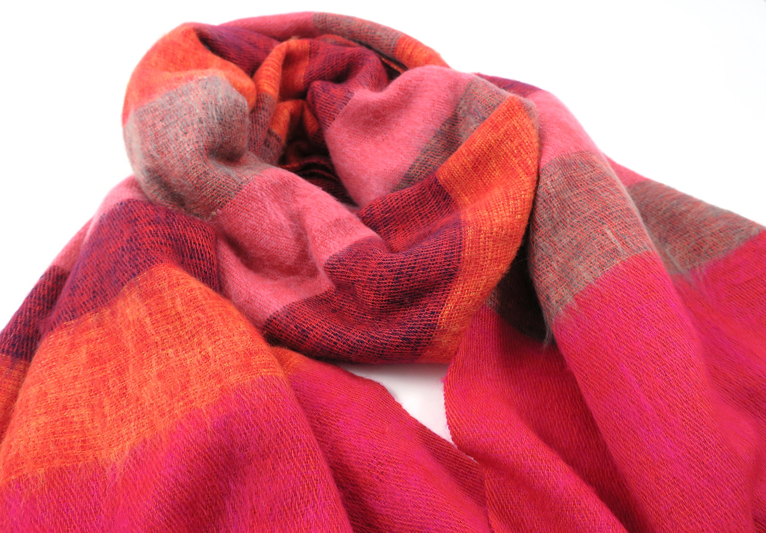 Cool Trade Winds Women's Pink And Orange Stripe Super Soft - Soft And Cosy “Yak” Shawl The Original Oversized Blanket Scarf: - A Luxurious 190Cm X 85Cm In Size (Pink Mix)