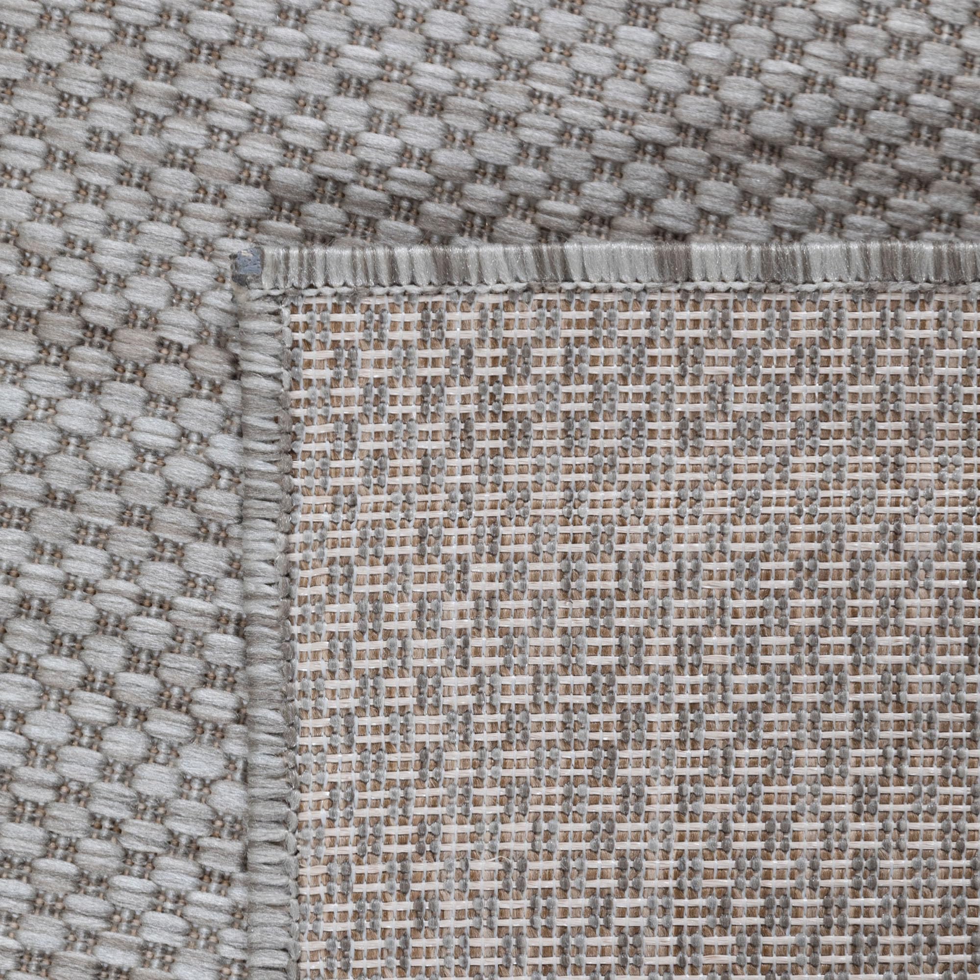 Outdoor Teppich Wetterfest Einfarbiges Design Terrasse Balkon Teppich Küche Garten Sisal-Look Küchenteppich Läufer Flur, Größe: 240 x 340 cm, Farbe: Silber