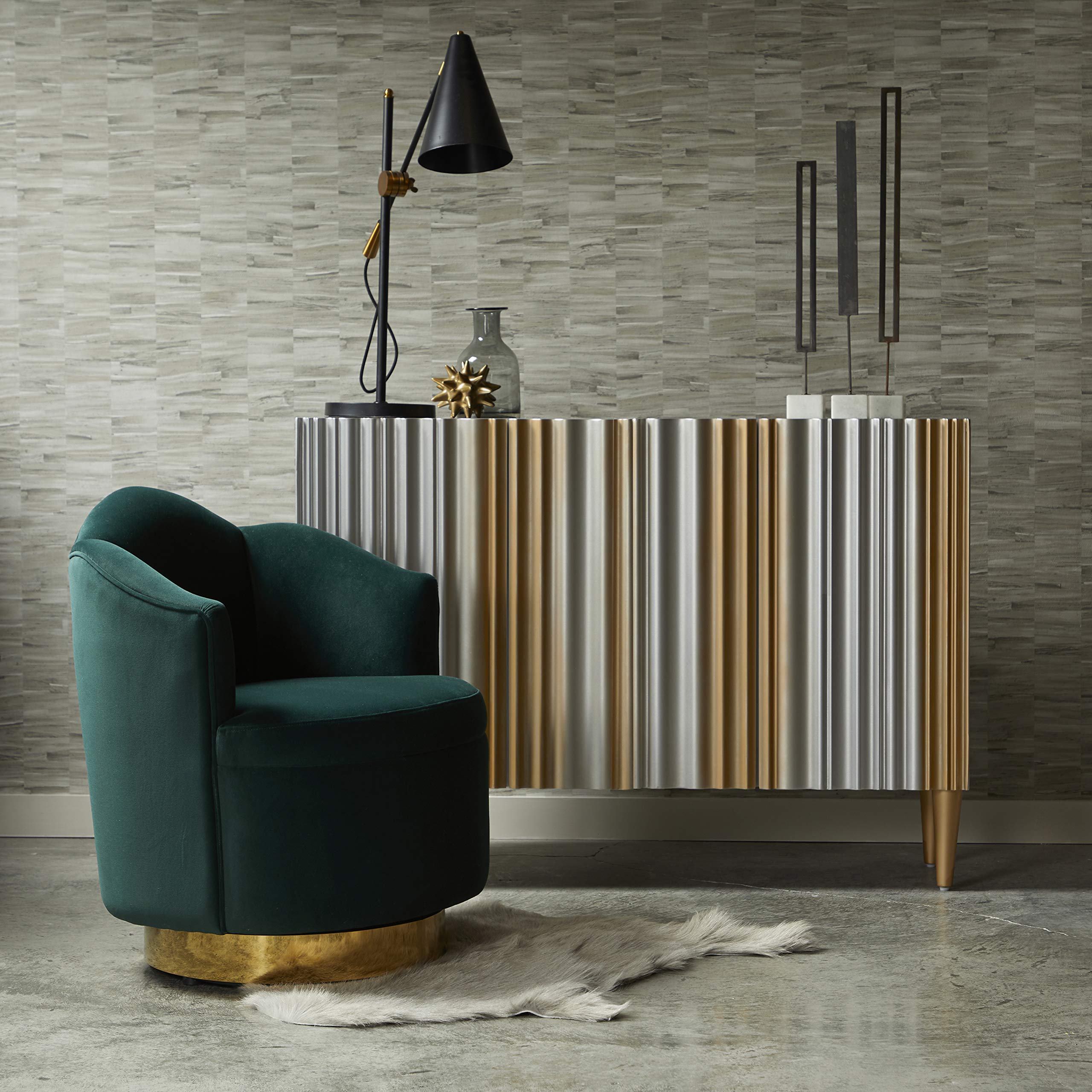 Sponsored Ad - Right2Home Three Door Silver & Gold Server Buffet Sideboard Console Table, 50.0 X 15.25 X 35.0, Multi