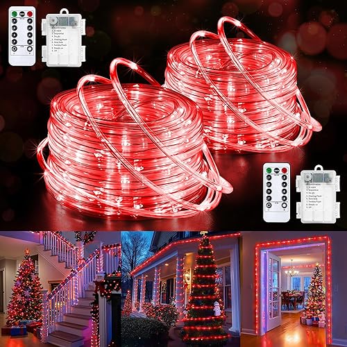 Miniatura 13 de Jnaurb Luces de Cuerda a Batería para Exteriores, 33 Pies 100 LED 8 Modos Luces de Cadena a Batería, Luz de Hadas de Navidad Impermeable con Control