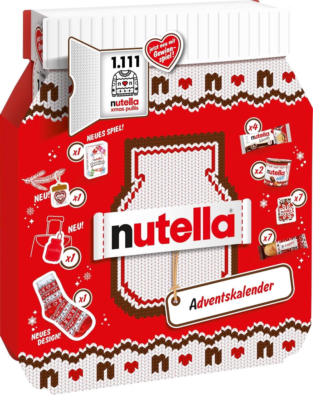 Nutella Advent Calendar 2025, a Chocolate Advent Calendar Alternative with 24 Festive Treats and Nutella Mini Gifts for Children and Adults