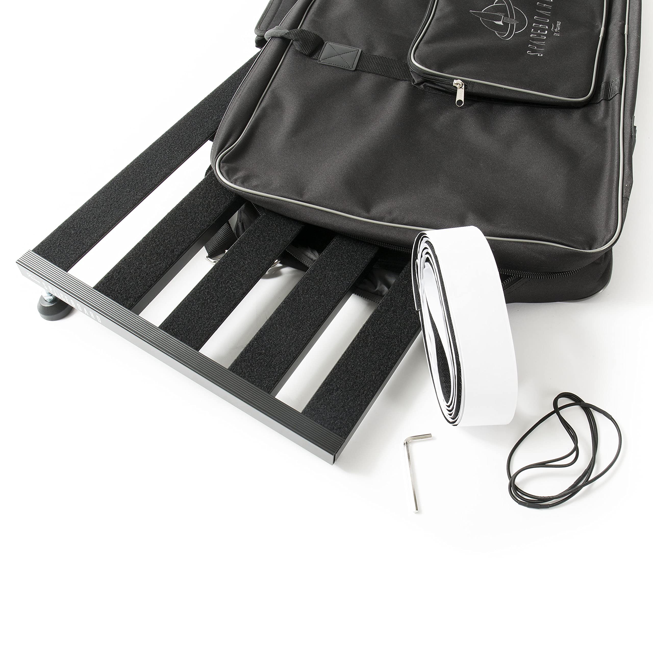 Fame Pedalboard, Board aus pulverbeschichtetem Aluminium mit 5 Streben für 12 Effektpedale, Gigbag mit Zubehörfach, Spaceboard 80