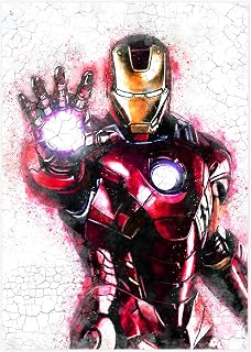 Iron Man Painting, Graffiti Avengers Infinity Wars Abstract Movie Poster Gifts, Marvel Universe Gift Ideas for the Home - Cotton Paper