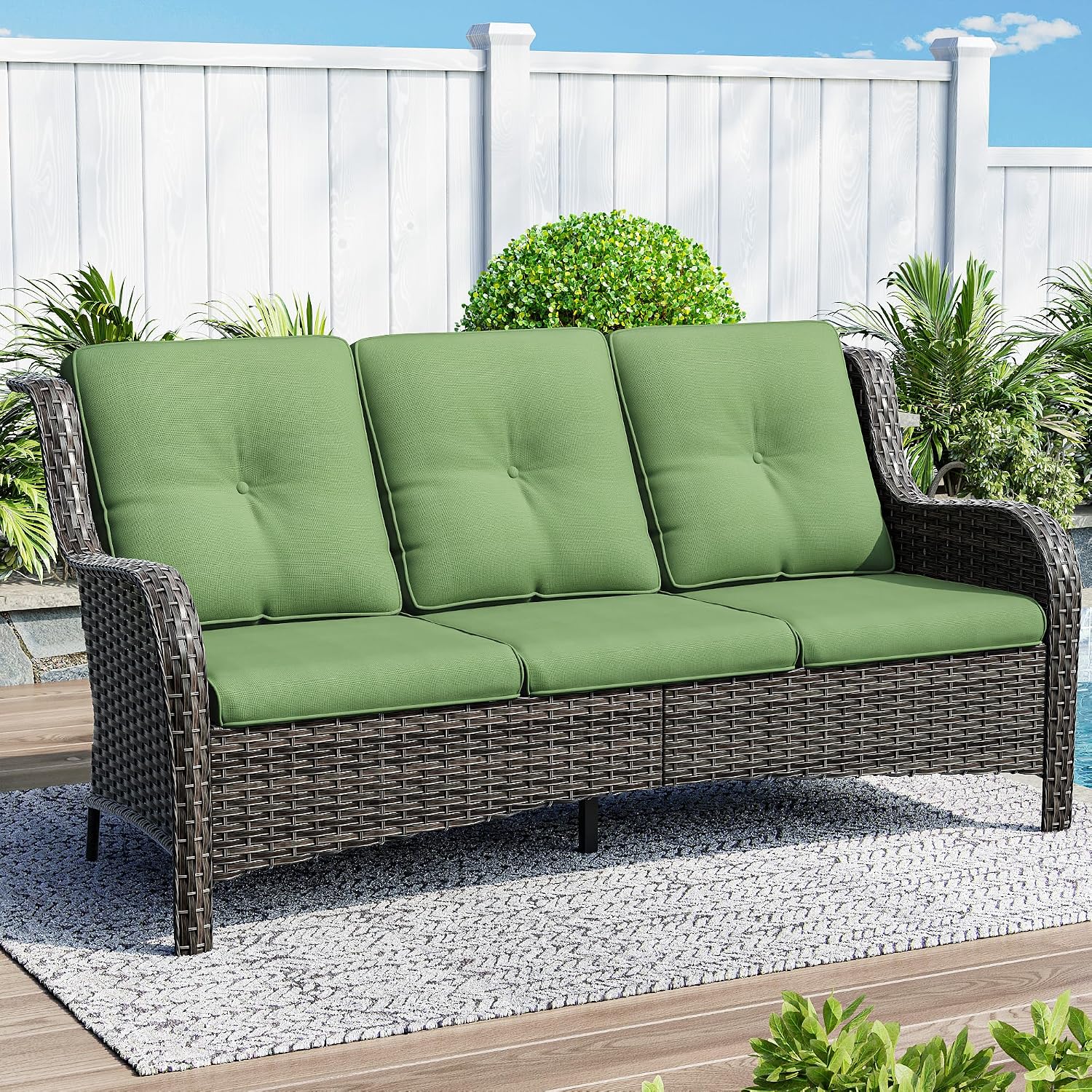 Gardenbee Outdoor Couch Wicker Patio Sofa 3Seat Patio — free download