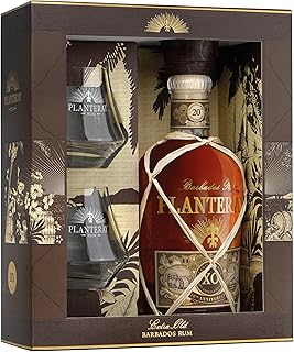 Plantation Barbados XO Extra Old 20th Anniversary mit Geschenkverpackung mit 2 Gläsern Rum, 700ml (1er Pack)