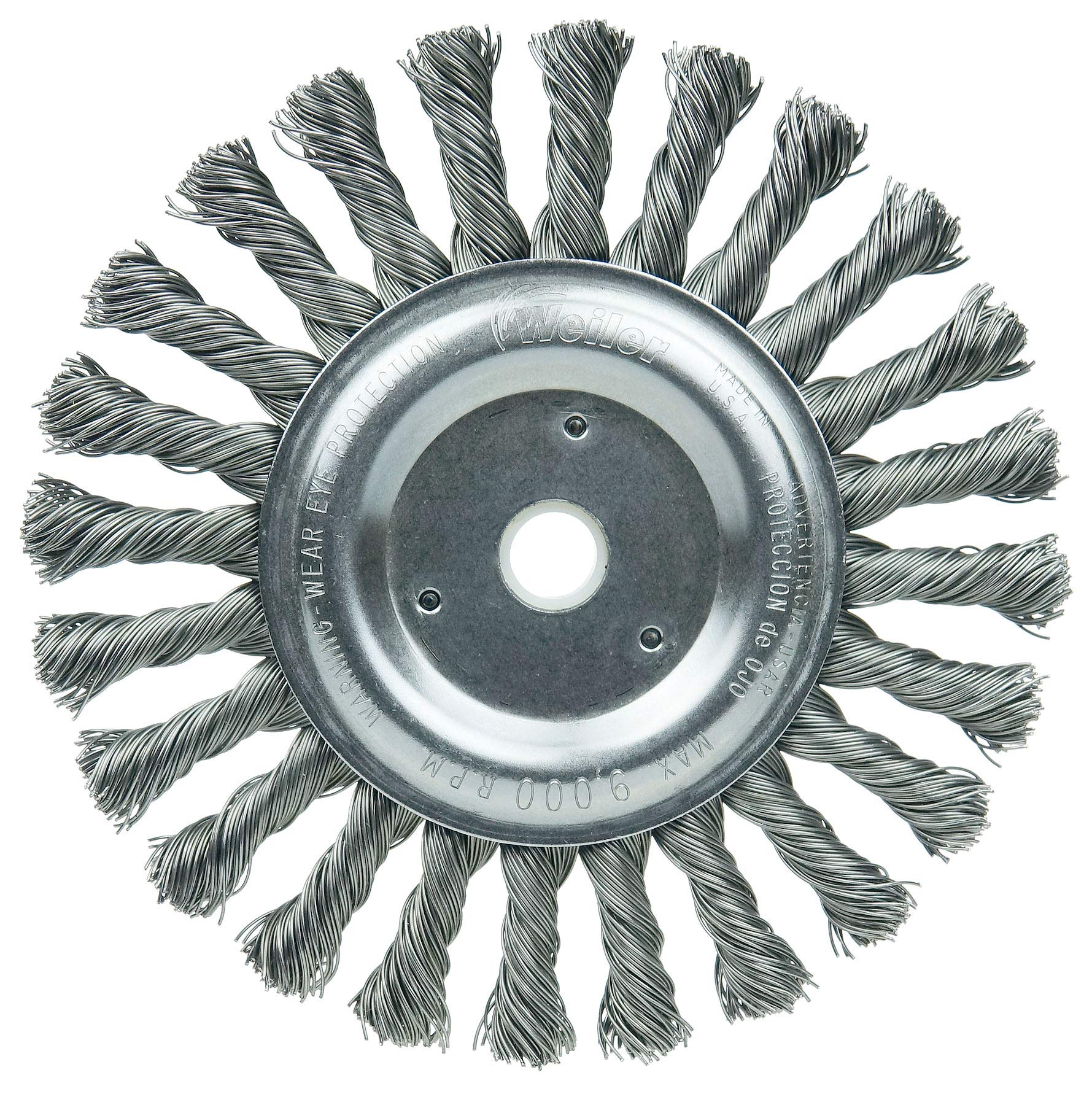 Weiler 08565 6" Cable Twist Knot Wire Wheel, .023" Steel Fill, 5/8"-1/2" Arbor Hole, Made in the USA (Pack of 10)