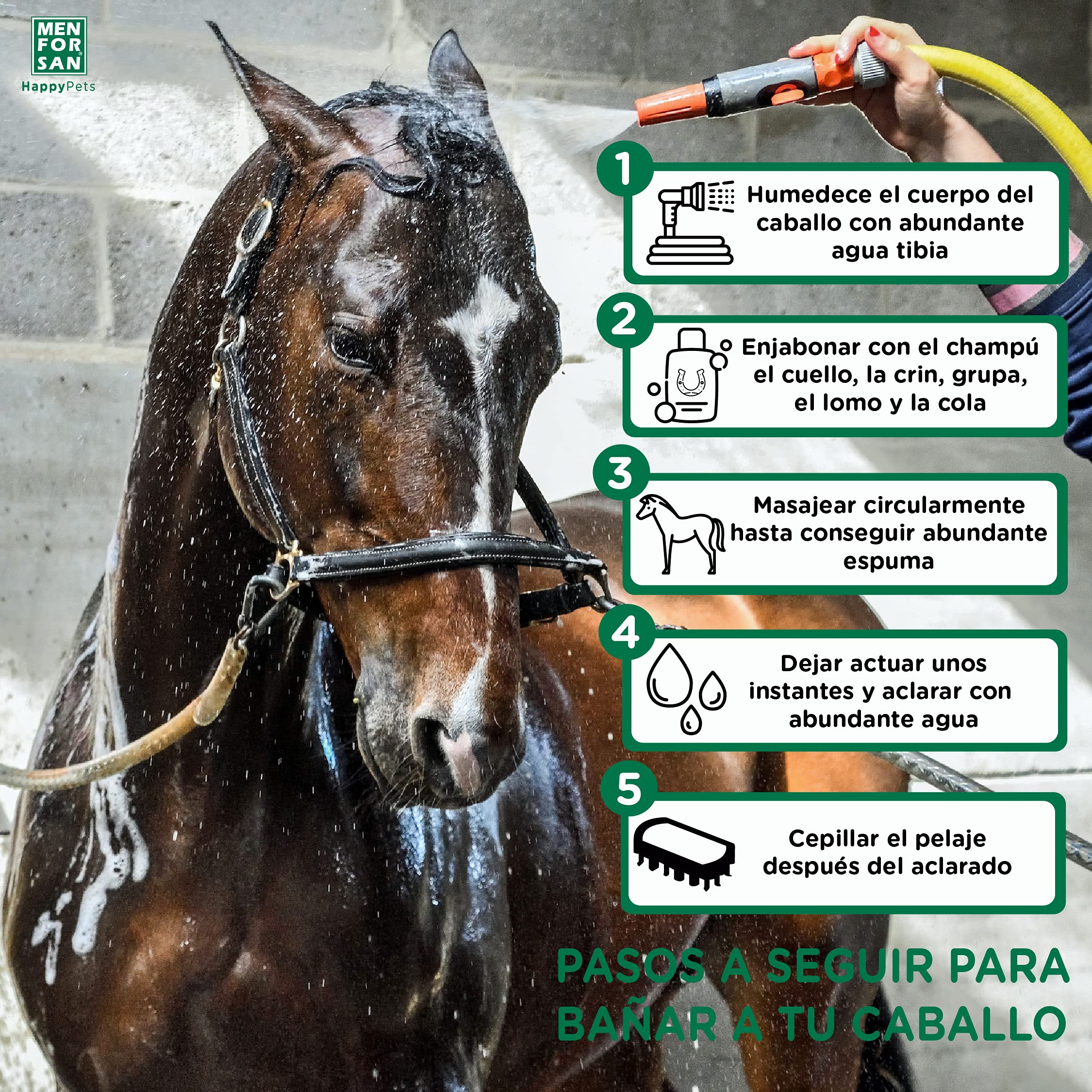 MENFORSAN Shampooing Anti-Puces pour Chevaux 5L, avec Margosa, Geraniol et Lavandin, Protège Contre Tous Les Insectes