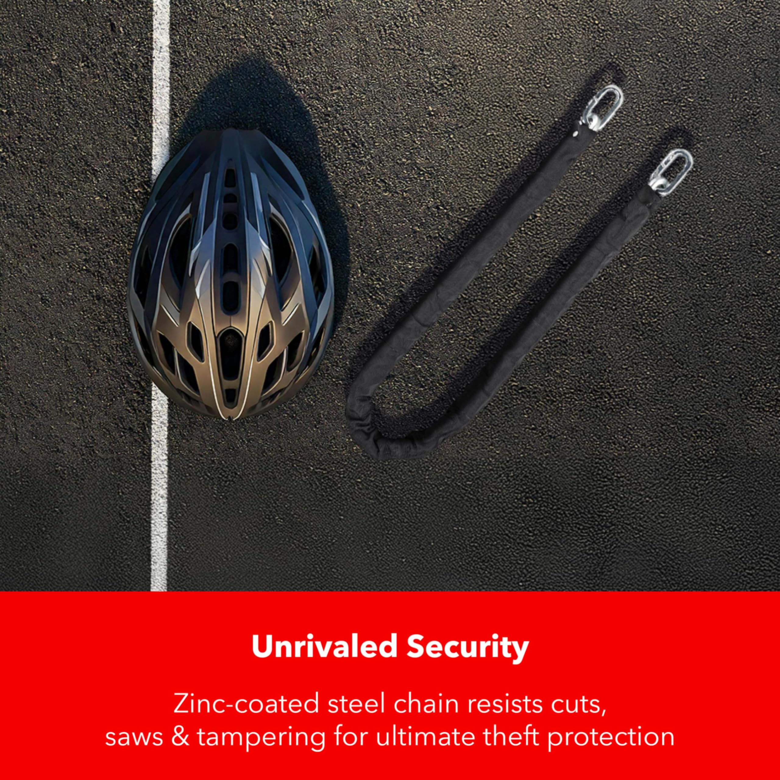 THIRARD Robustes Stahl-Kettenschloss – ultimative Diebstahlsicherung, schnittfeste Fahrradkette mit wetterbeständigem PVC-Ummantelung, 7 m, ideal für Fahrräder, Motorräder, Tore, Zaun (1,2 m, 10 mm)