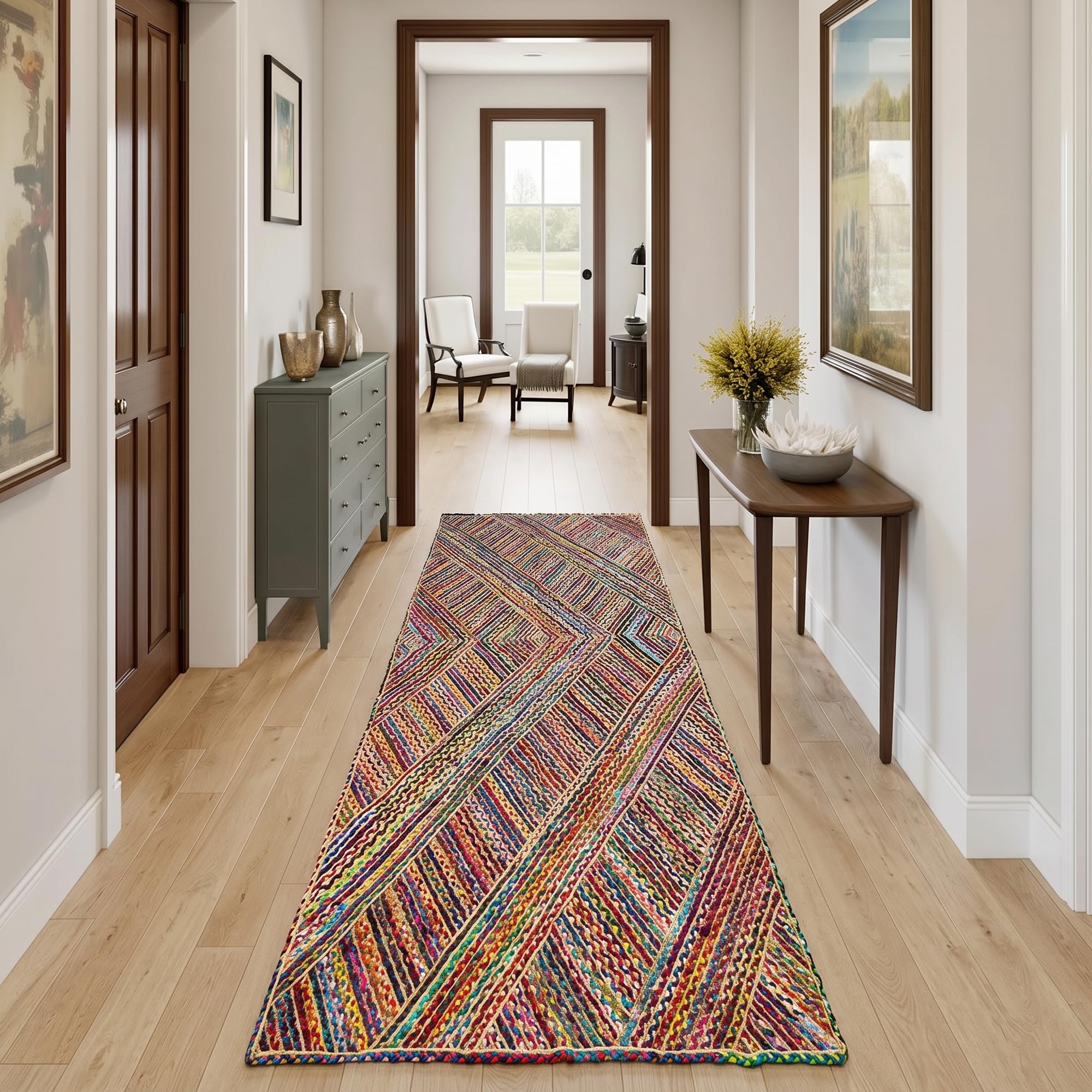 Tapis de couloir jute épais entrée cuisine intérieur extérieur
