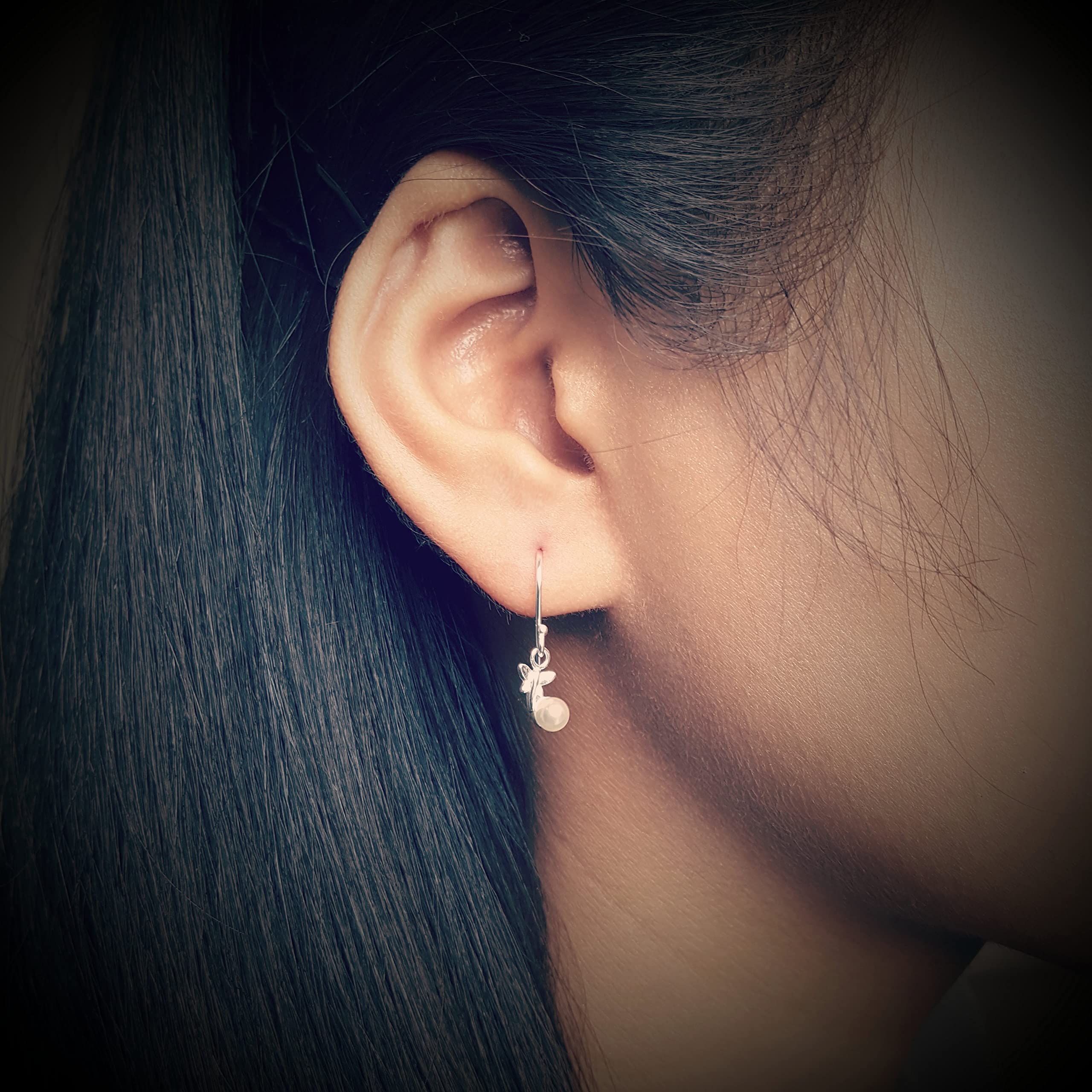 Women's 925 Sterling Silver Butterfly with Pearl Earrings