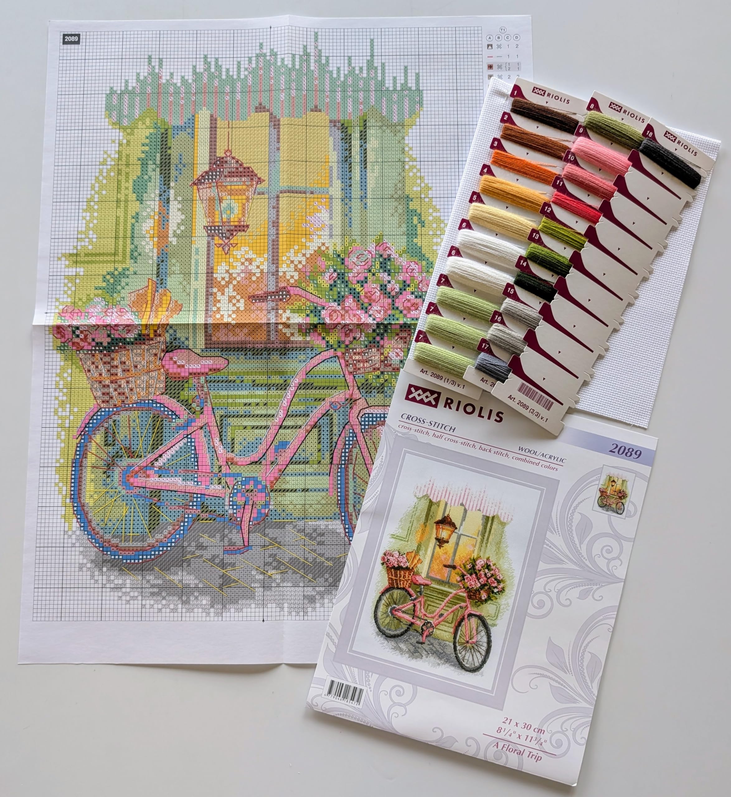 RIOLIS - Un viaggio floreale 2089, Punto croce 21x30, Punto croce kit da ricamare, Disegni da ricamare, Embroidery kit, Kit ricamo punto croce