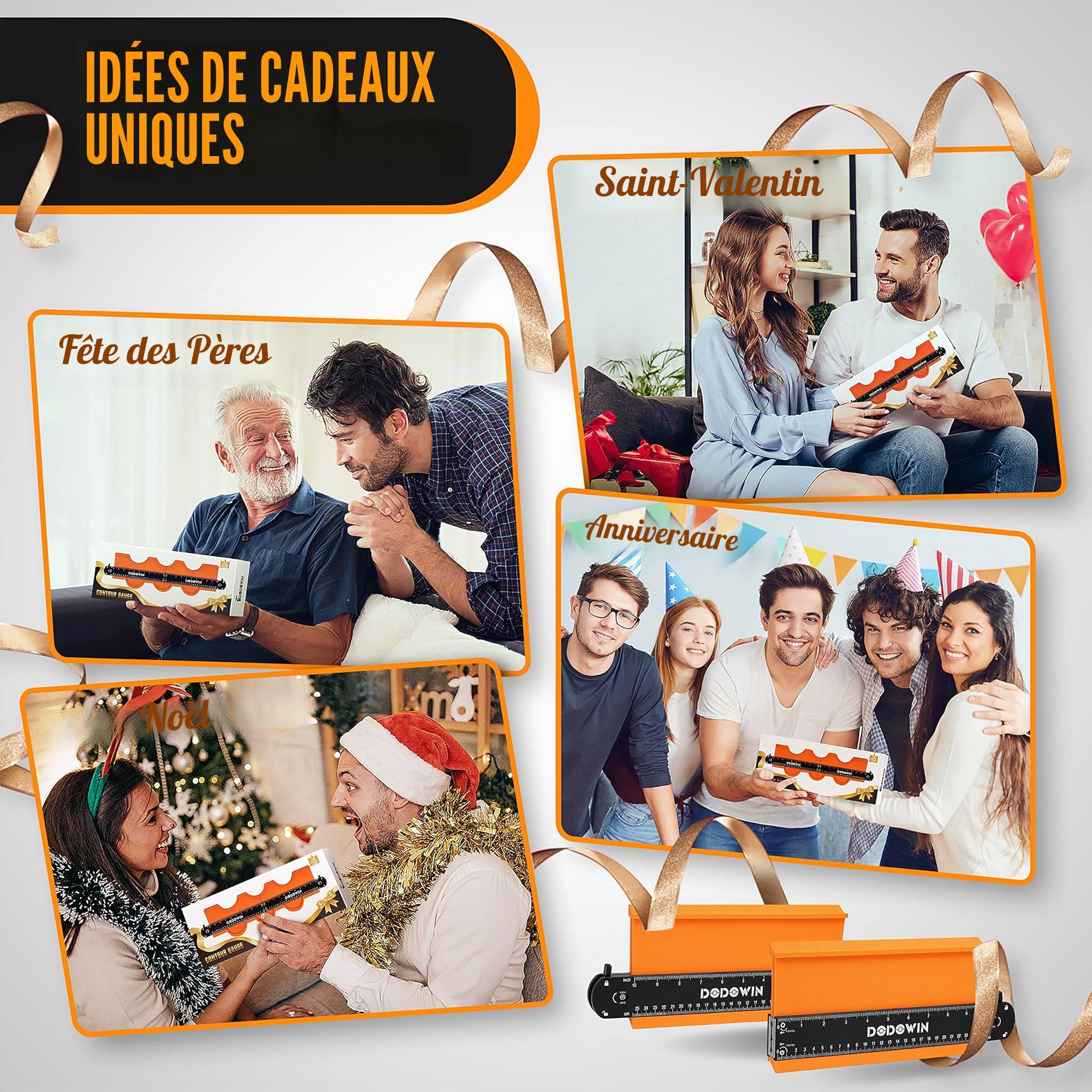 DODOWIN Jauge de Contour Connectable 50cm Copieur Profil Parquet Forme, Outils de Traçage, Coupe Carrelage, Cadeau Fête des Pères, Cadeau Papa, Idée Cadeau Fête des Pères, Cadeau pour Papa