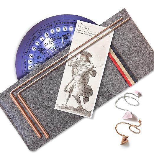 Copper Dowsing Rod - 99.9% Pure Copper - Water Divining Witching, Energy Healing, Paranormal, Ghost Hunting, Gold, Yes No Questions. Instructions and Bonus Pendulum - 5x13 Inch Divining rods