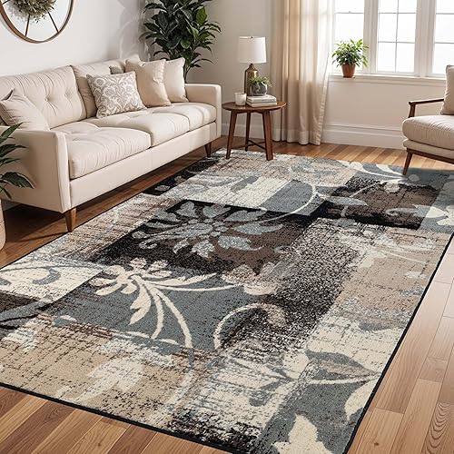 SUPERIOR Alfombra de interior con respaldo de yute, perfecta para sala de estar, pasillo y dormitorio. Decoración de piso de madera dura, alfombra
