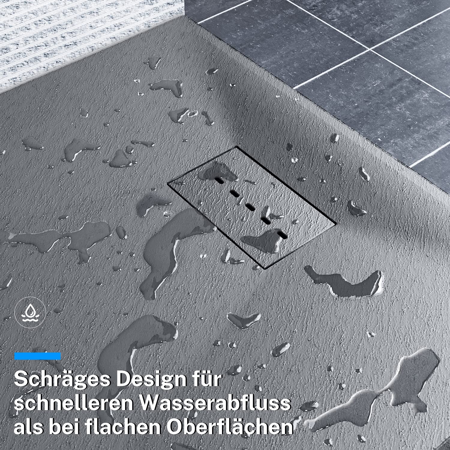 SONNI Duschwanne 120x90 cm, 32 mm Extra Flach, Grau, SMC, Mit Siphon