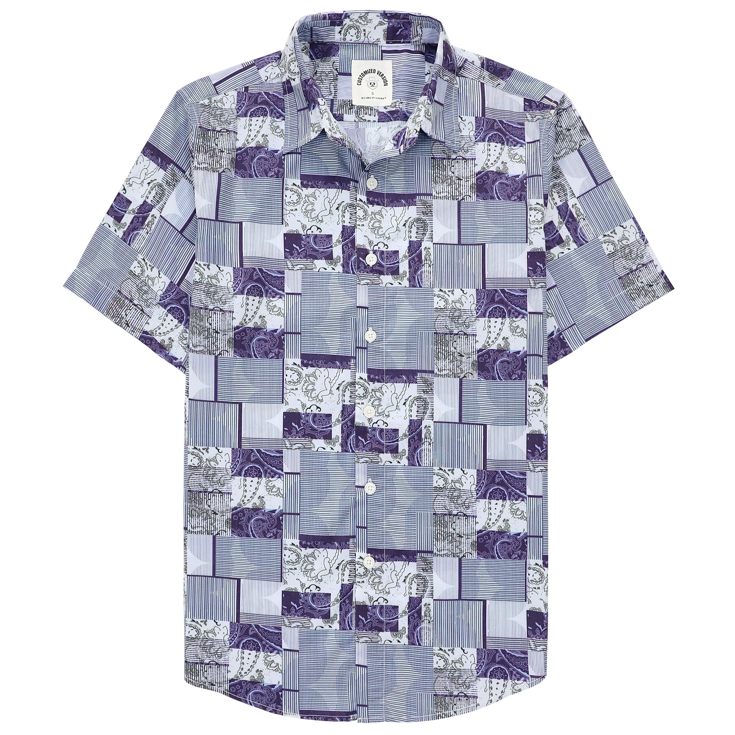 Dubinik® Chemise Hawaienne Homme Aloha Chemise Homme Manches Courtes Tropical Casual Button Hawaiian-Imprimer Vacances