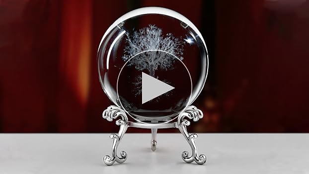 Amazon.com: Life Tree of Life 水晶球附支架60 公釐3D 雷射雕刻