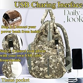 QWREOIA Diaper Bag Backpack for Dad and Mom with USB Charging Port Stroller Straps and Insulated Pocket,army military Travel Nappy Backpack for Daddy/Mommy (Camo)