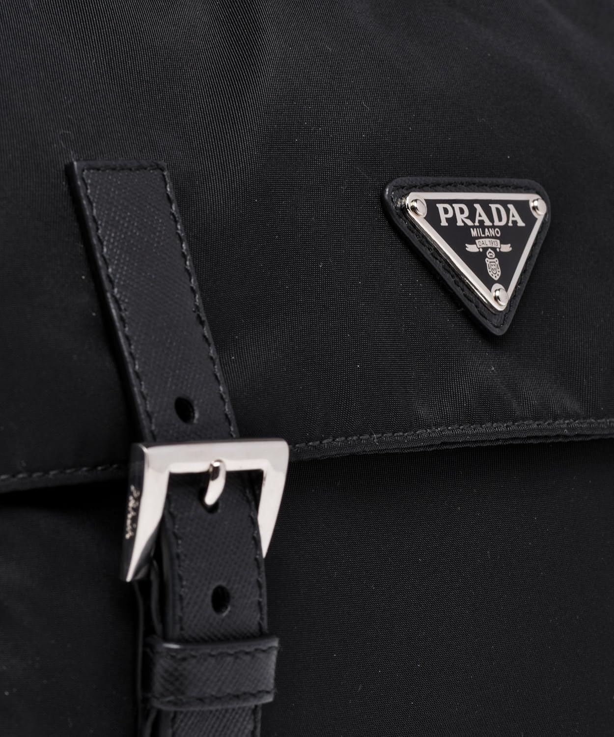 Prada Women’s Black Tessuto Nylon Crossbody Messenger Bag with Saffiano Leather Trim, Zipper & Buckle Closure, Exterior Pockets, Adjustable Strap New - Image 4