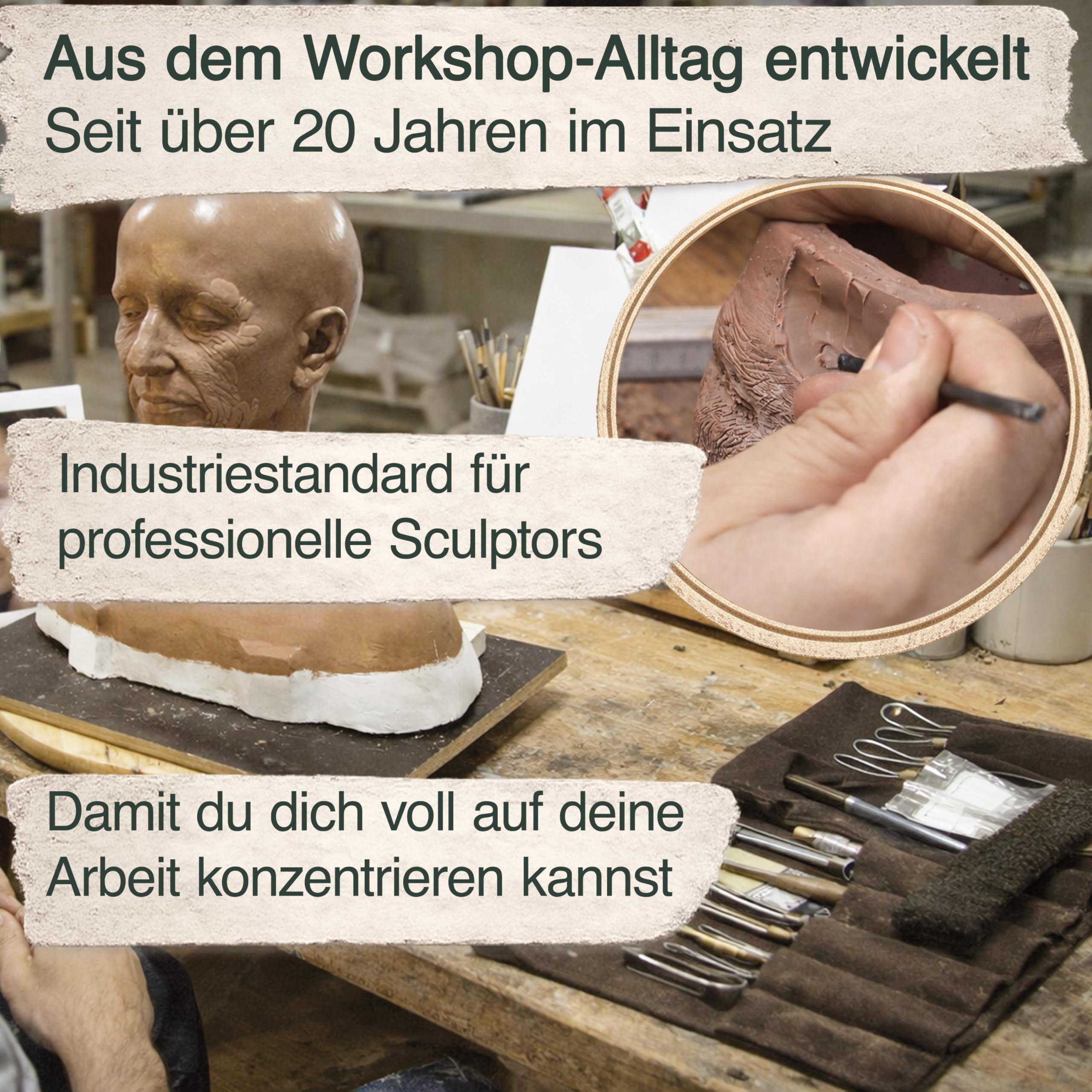 DOI-FX Mikro Modellierschlaufen 4er Set – Loop Sculpting Tools aus 0,5mm Federstahl – Handgefertigt in Deutschland – Profi Modellier Werkzeug für Ton, Keramik, Wachs, Polymer Clay & SFX Maskenbildner