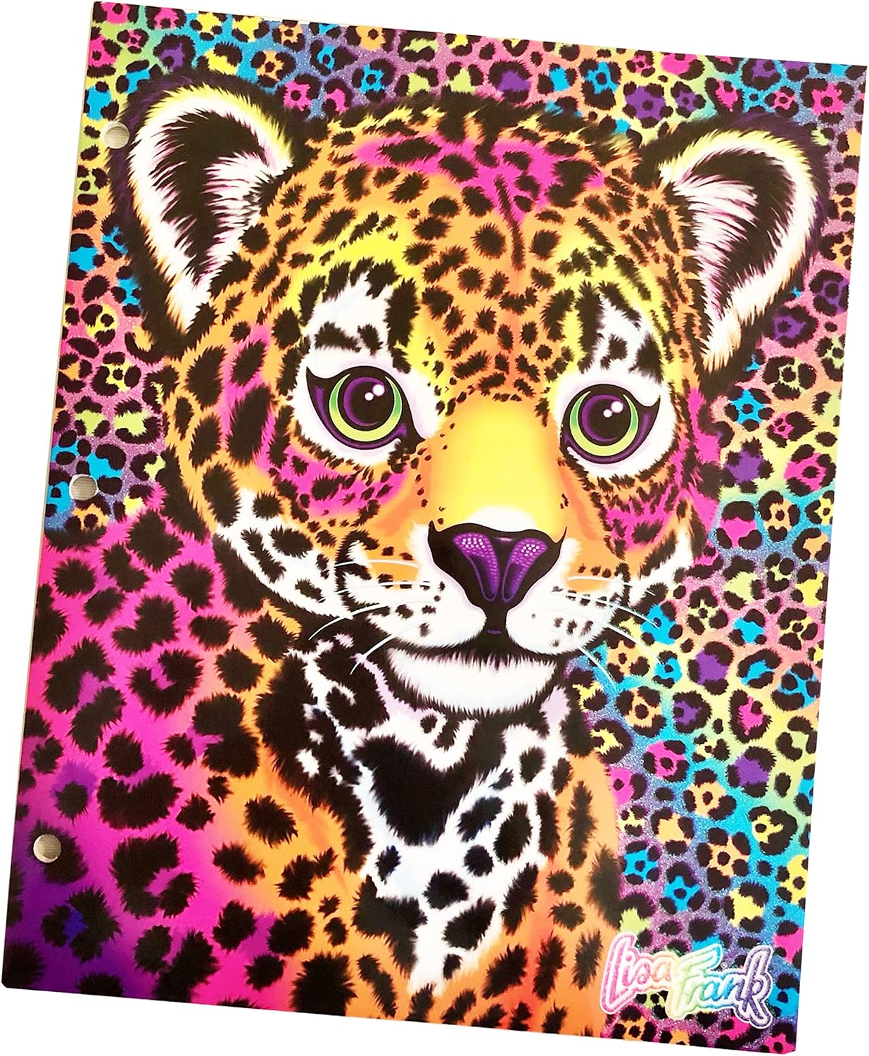 Bundle of 3: Lisa Frank 3 Hole Punched 2 Pocket Portfolio Folders with Tiger, Unicorn, and Dolphins