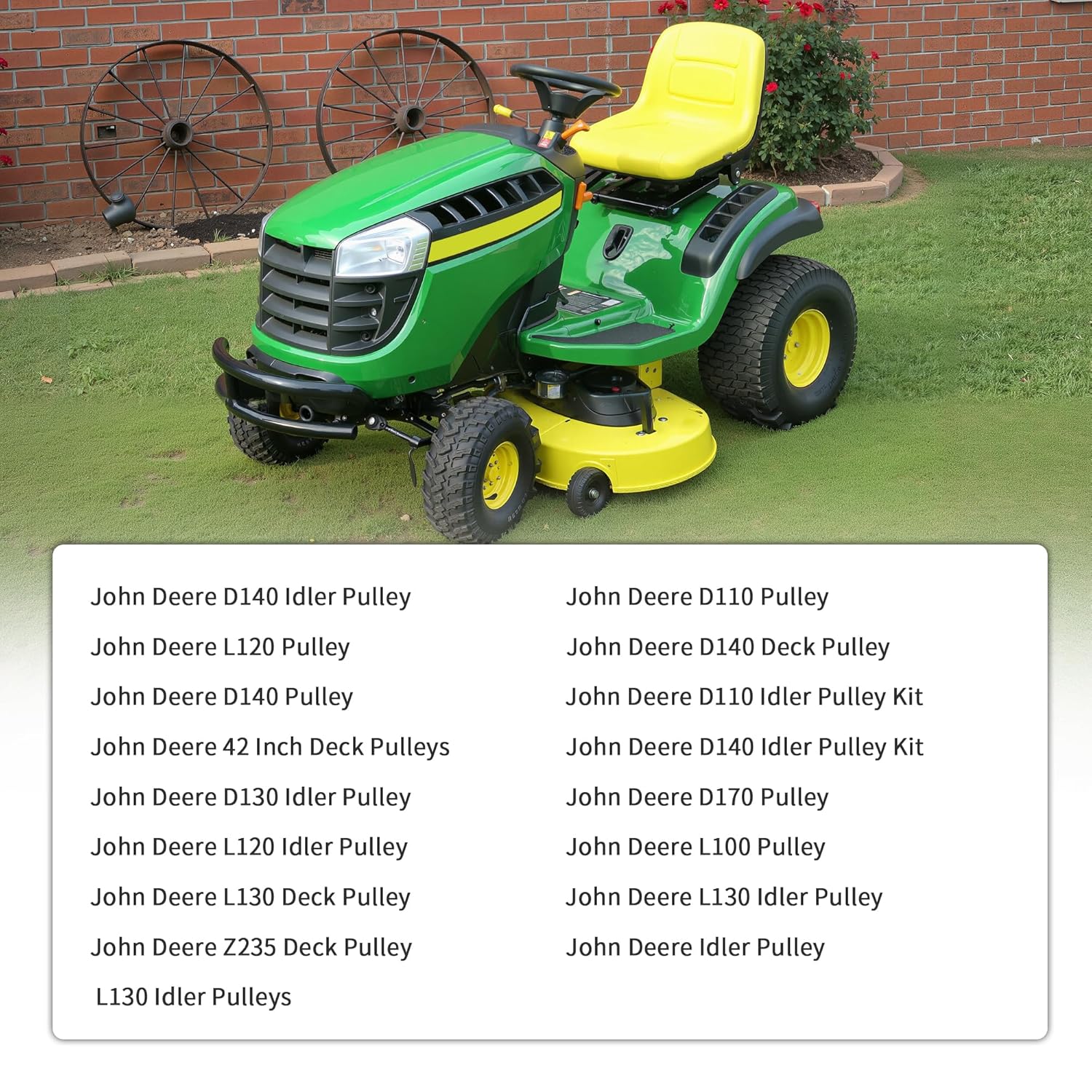 Idler Pulley Kit GY20629 & GY22172 Compatible with John Deere D140, D110, L120, Z235 Mowers