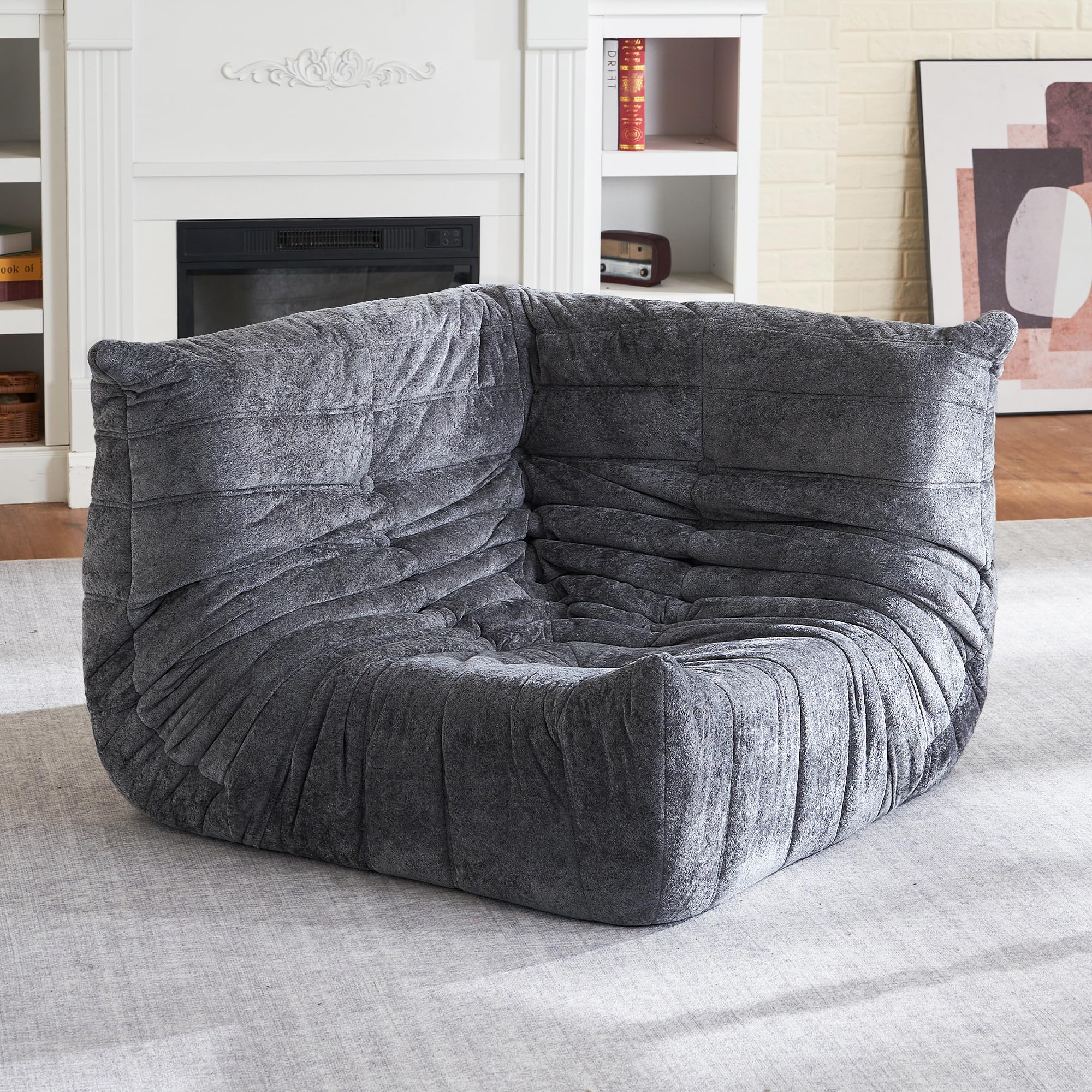 HABUTWAY Giant Bean Bag Chairs Lazy Sofa for Adults,Corner,Grey