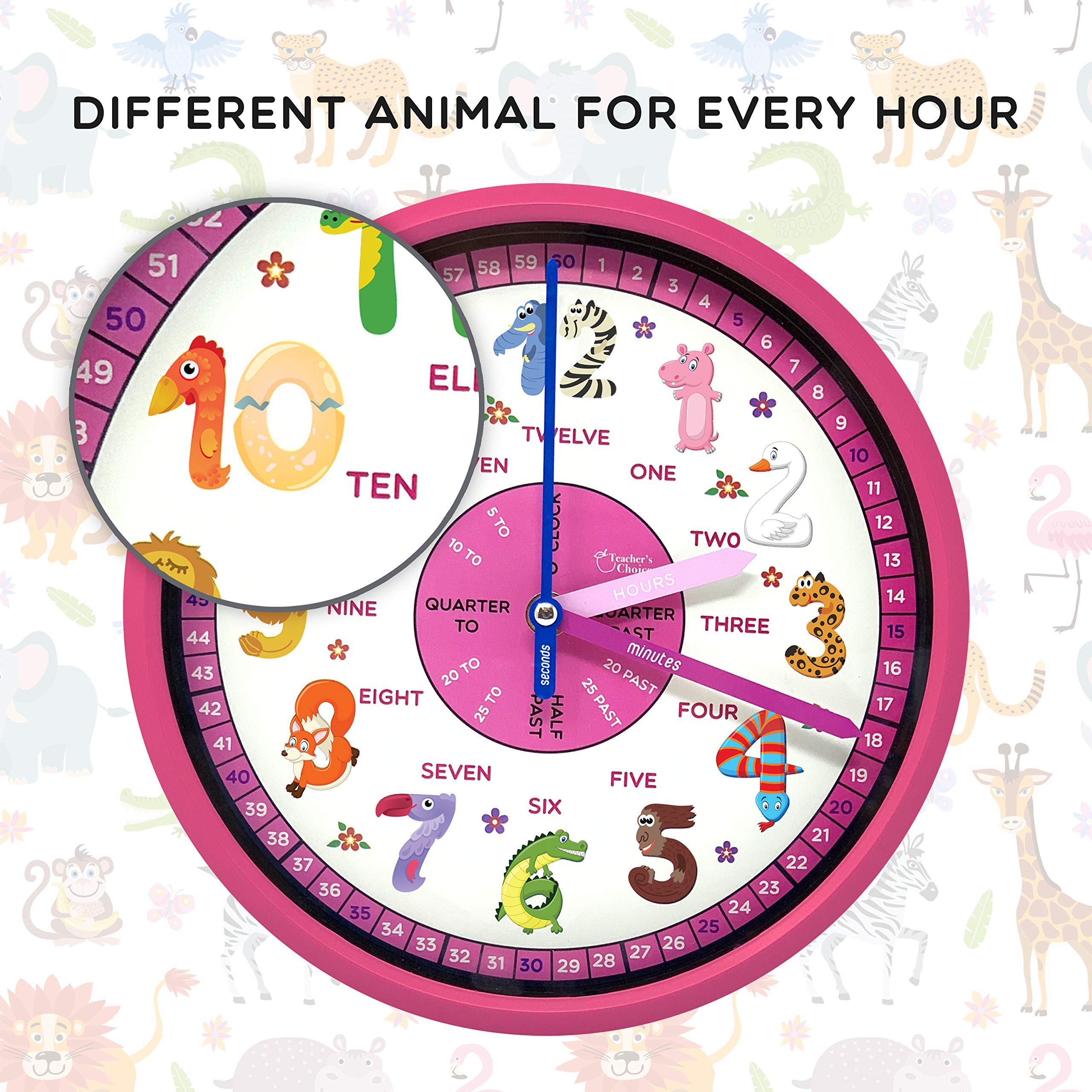 Snapklik.com : Educational Wall Clock - Silent Movement Time Teaching ...