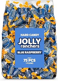 Blue Raspberry Jolly Ranchers - Caramelo duro - Sabor original - Bolsa a granel de 1 libra (aproximadamente 75 piezas) - Tarta envuelta individualmente y dulces para baby showers, regreso a la escuela