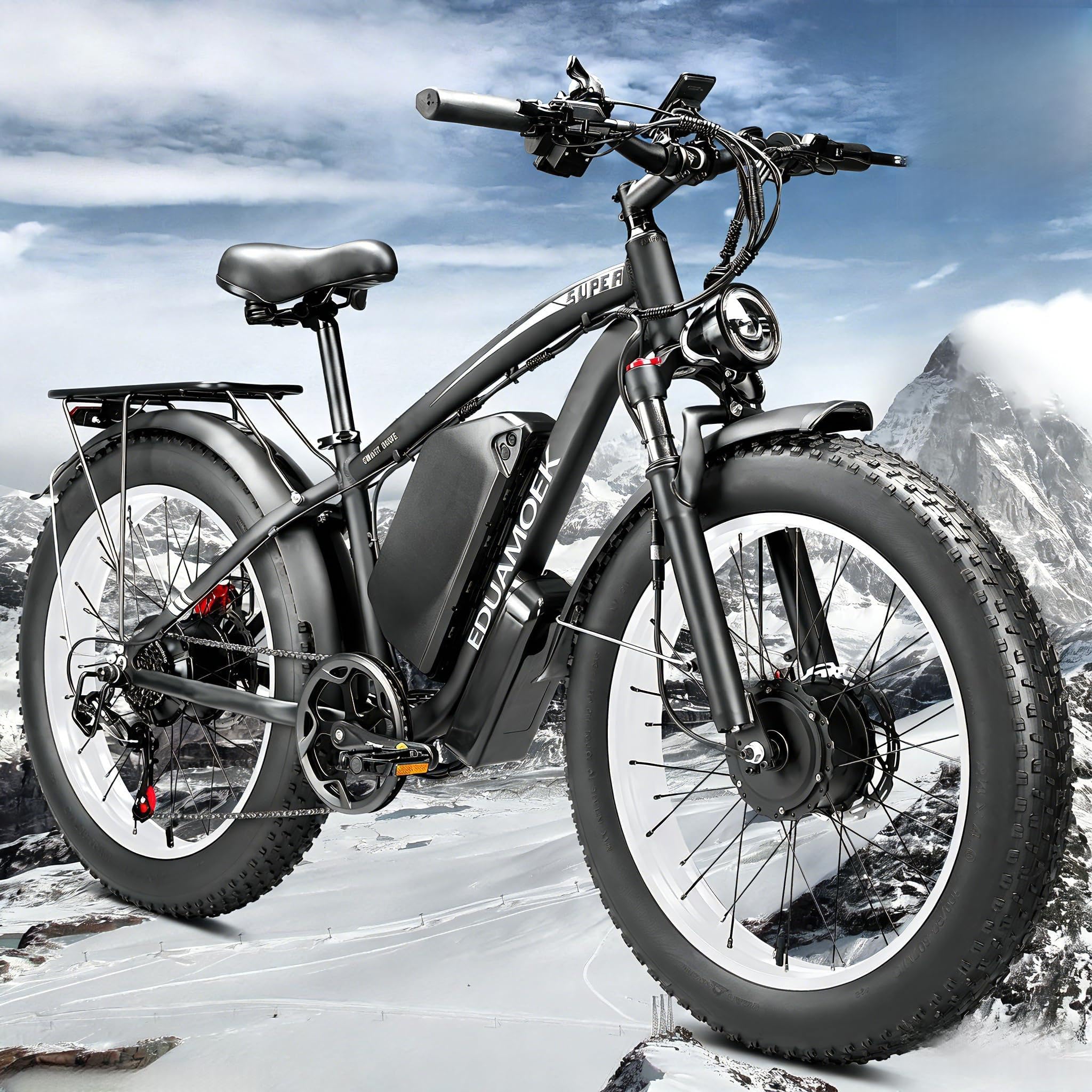 LPQVIATAS 7000W Peak AWD-Ebike-Dual-Motor-Electric-Bike for Adults-Men, 52V 1768Wh Dual-Motor-Ebike 42-46M PH-Hunting-Ebike Long Range Dirtbike, 24"*