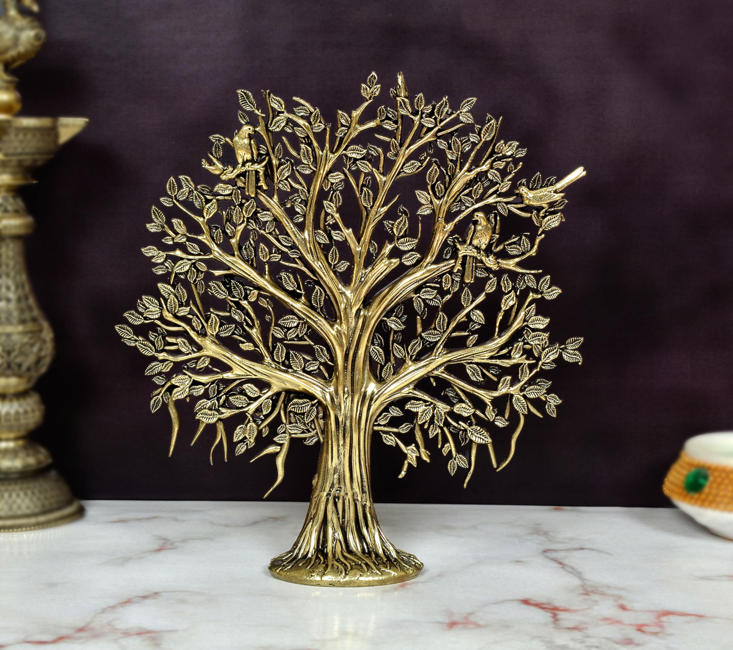 Dattatreya Bronze Kalpavriksha Tree Table Standing for Home Decor and Ofice Teble Decor Figurine (Height: 6 inch)-picture-18