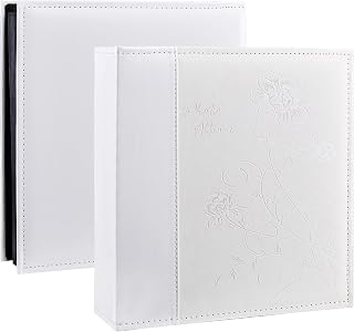 Artmag Photo Picutre Album 4x6 500 Photos, Extra Large Capacity Leather Cover Wedding Family Photo Albums Holds 500 Horizontal and Vertical 4x6 Photos with Black Pages(White)