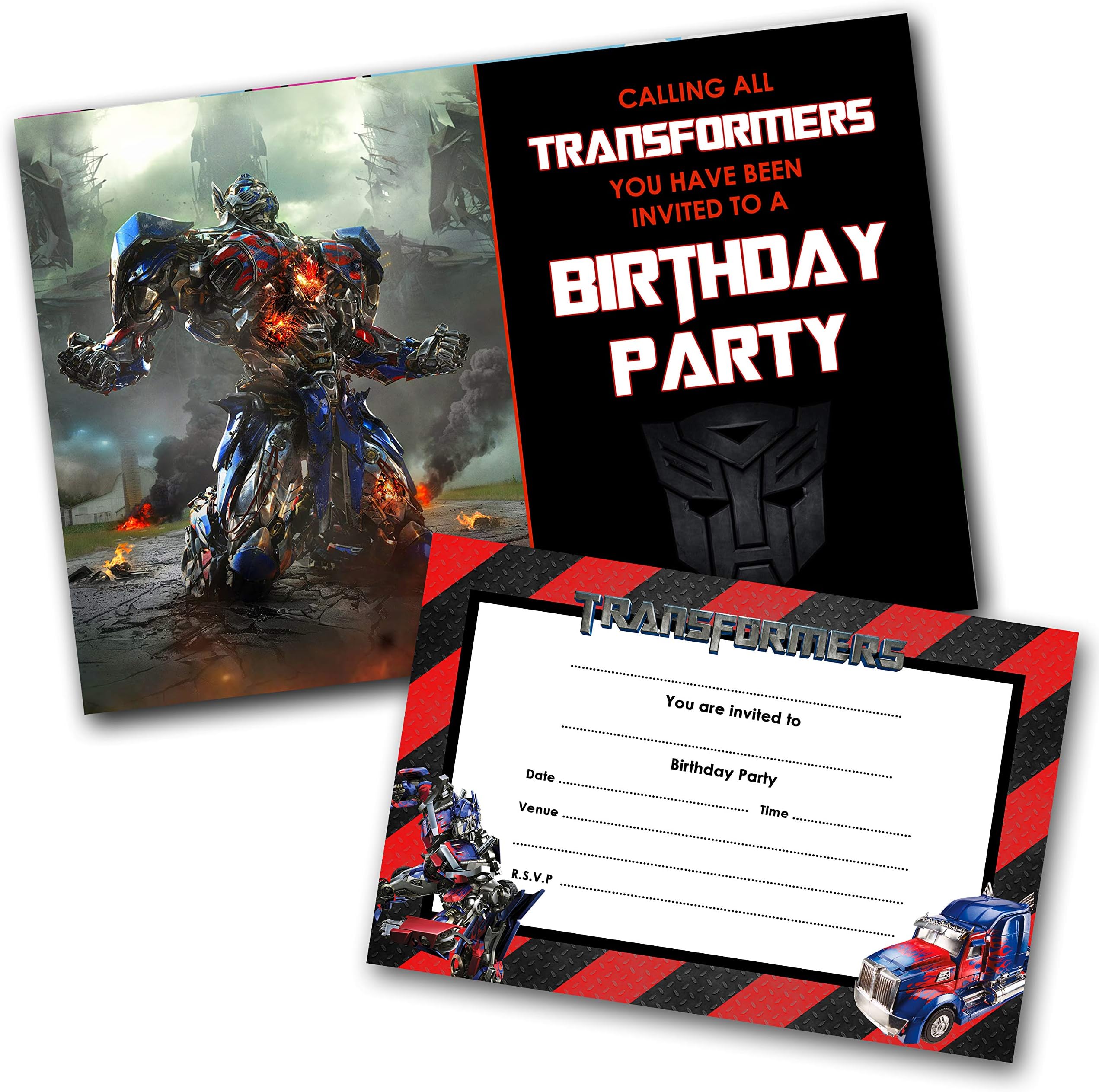 Transformer Party Invitations Pack & Envelopes (WRITE ON) Click customize for prices