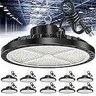 ISKYDRAW UFO LED High Bay Light 200W, 10 Pack Shop Lights for Warehouse with Plug, 30000LM 6500K Daylight IP65 Waterproof Commercial Bay Lighting for Warehouse, Garage, Barn, Factory