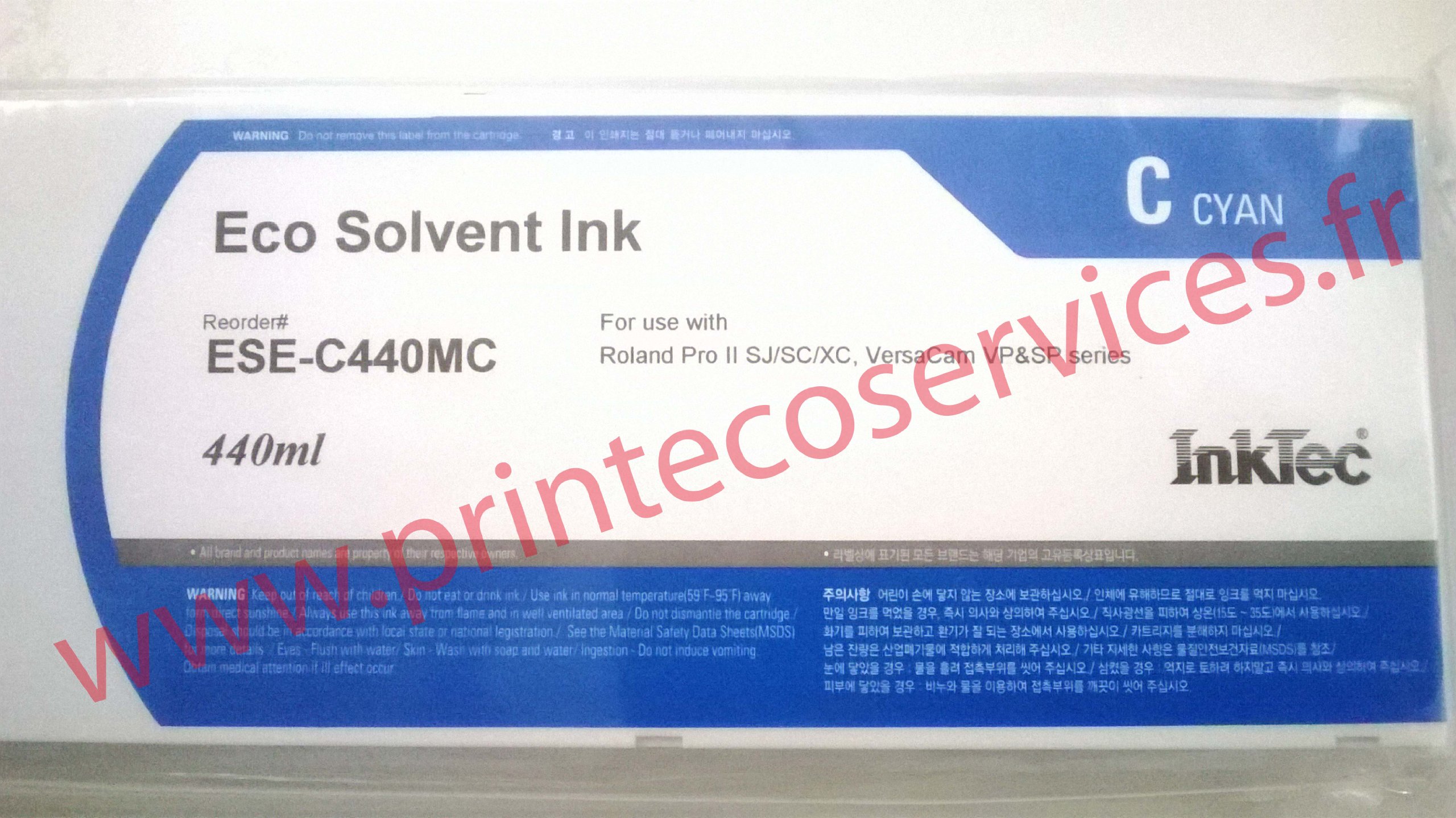 InkTec Cartucho Tinta Ecosolvente Compatible con Roland EcoSol MAX, Cian, EcoNova