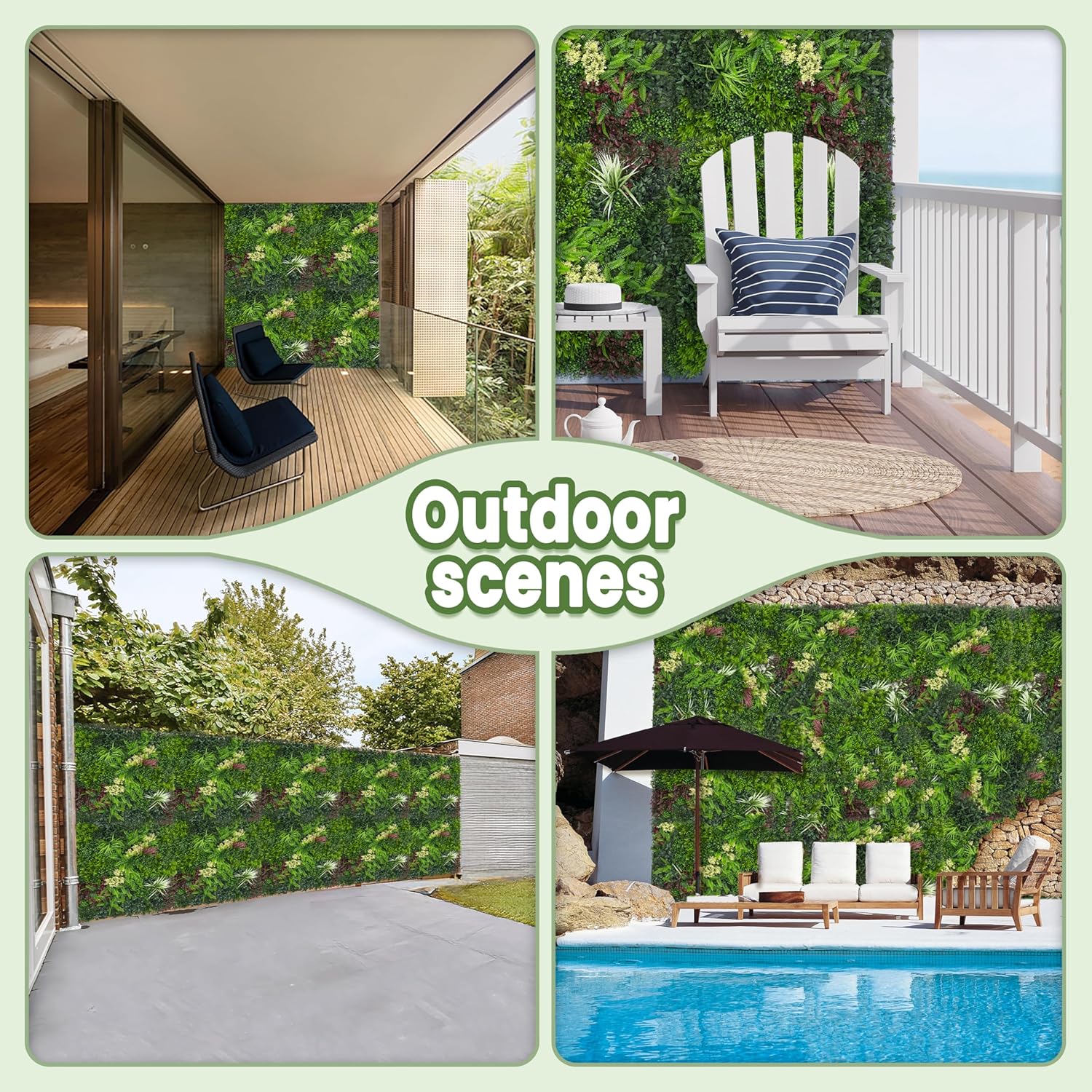 Artificial Grass Wall Boxwood Plant Panel: 20"x20"(6P) UV Resistant Green Leaves Faux for Interior Wall Backdrop,Garden and Indoor Outdoor Wall&Fence Covering Privacy，Party Wall Fence Decor