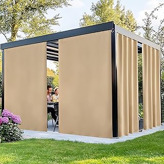 NICETOWN Gazebo Curtains Outdoor Waterproof, Windproof Drapes with Stick...