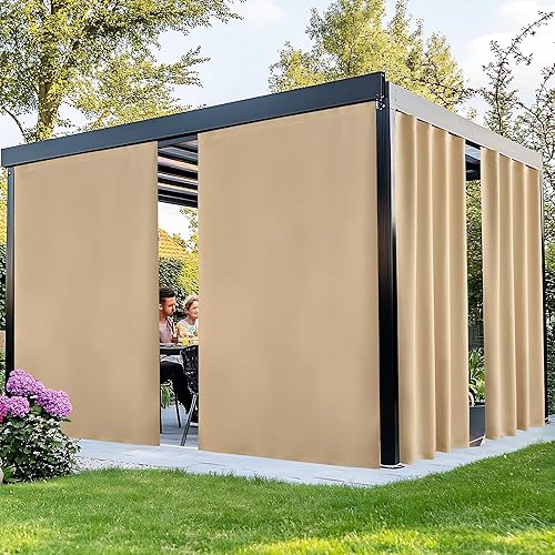 NICETOWN Gazebo Curtains Outdoor Waterproof, Windproof Drapes with Sticky Back
