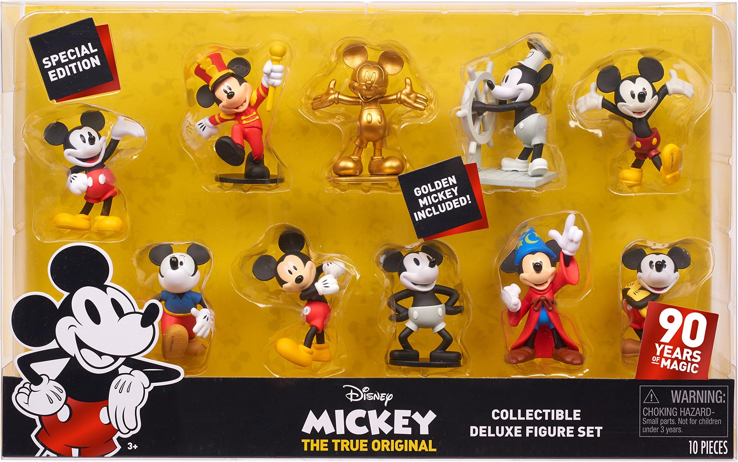 Mickey Mouse 90th Anniversary 10-Piece Collectible Figure Set, Kids Toys for Ages 3 Up by Just Play