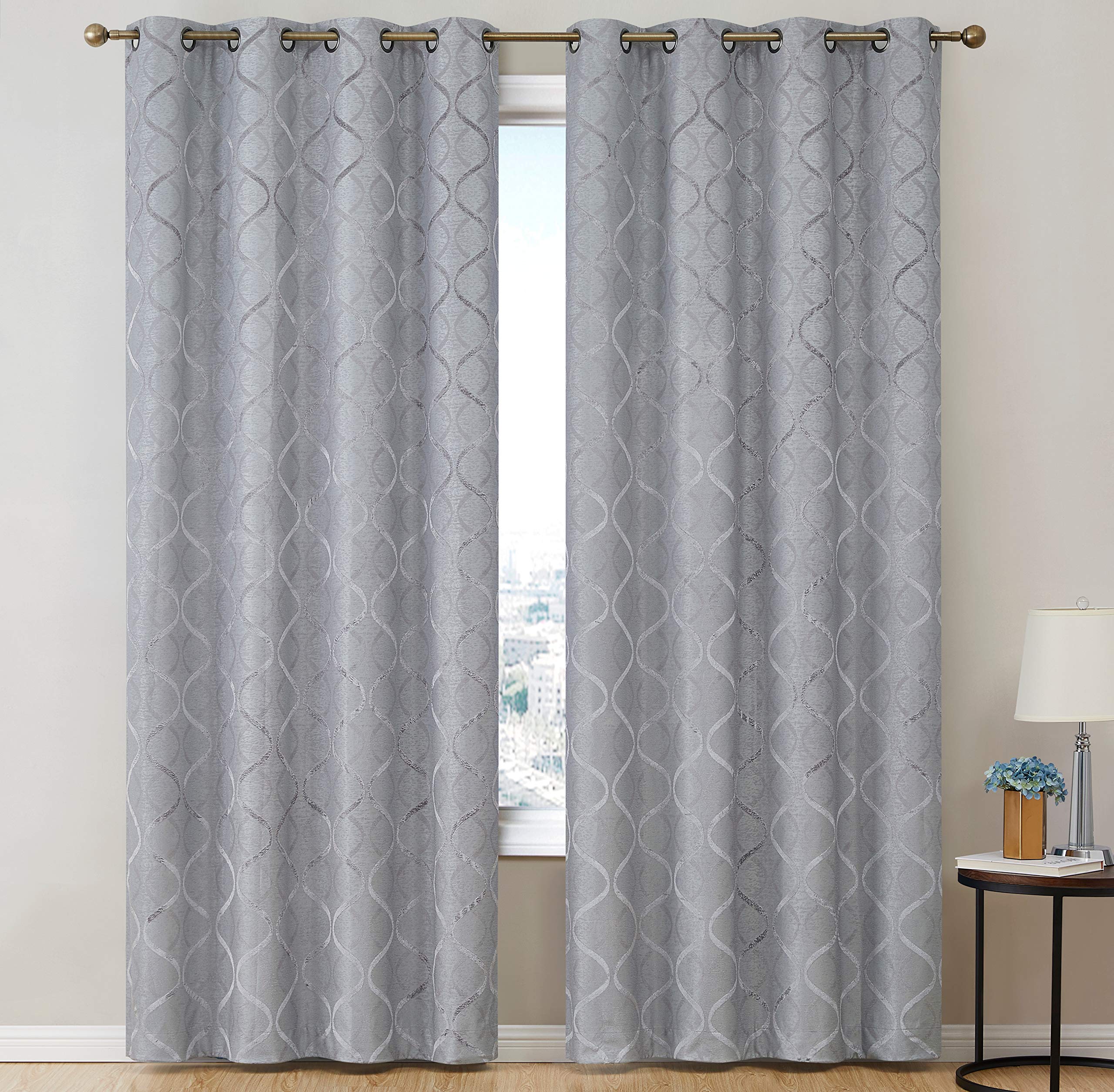 HLC.ME Amalfi - Tende oscuranti con motivo cachemire, 100% oscuranti, termiche, per camera da letto, efficienti dal punto di vista energetico, completa oscurità, riduzione del rumore, set di 2 (blu